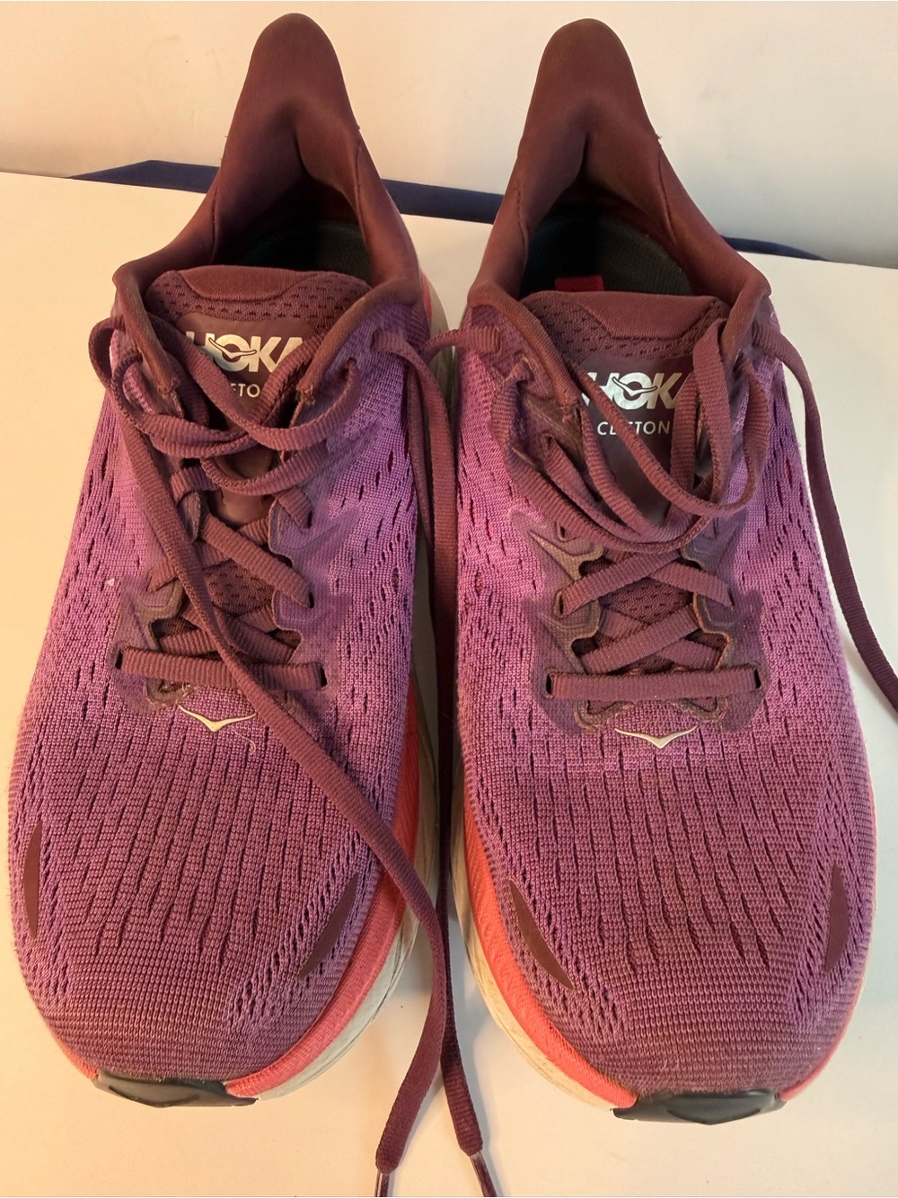 HOKA One One Clifton 8 Wide Women’s 7D Purple Pink Running Shoes Sneakers